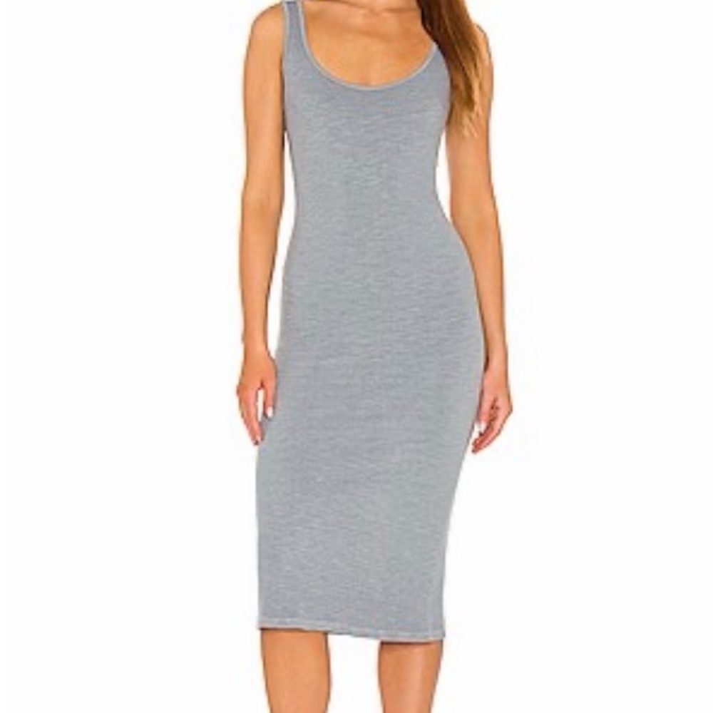 Monrow Gray Tank Rib Midi Dress $215